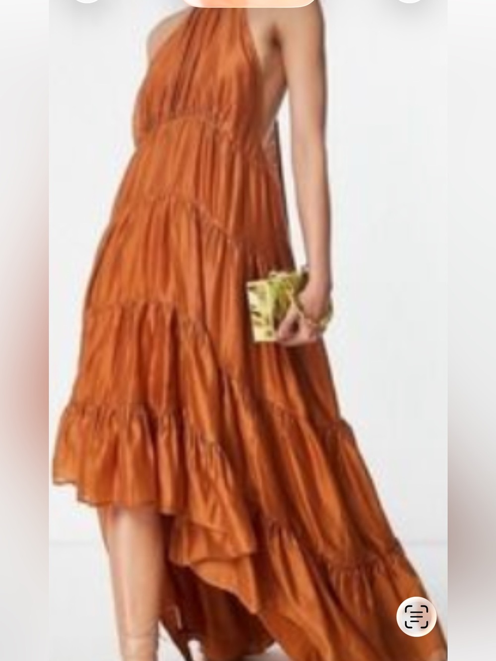 ASOS Elegant Bronze Orange Hi-Low Halter Dress - NWT